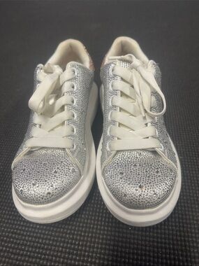 INC International Concepts Silver Rhinestone Lace-Up Sneakers